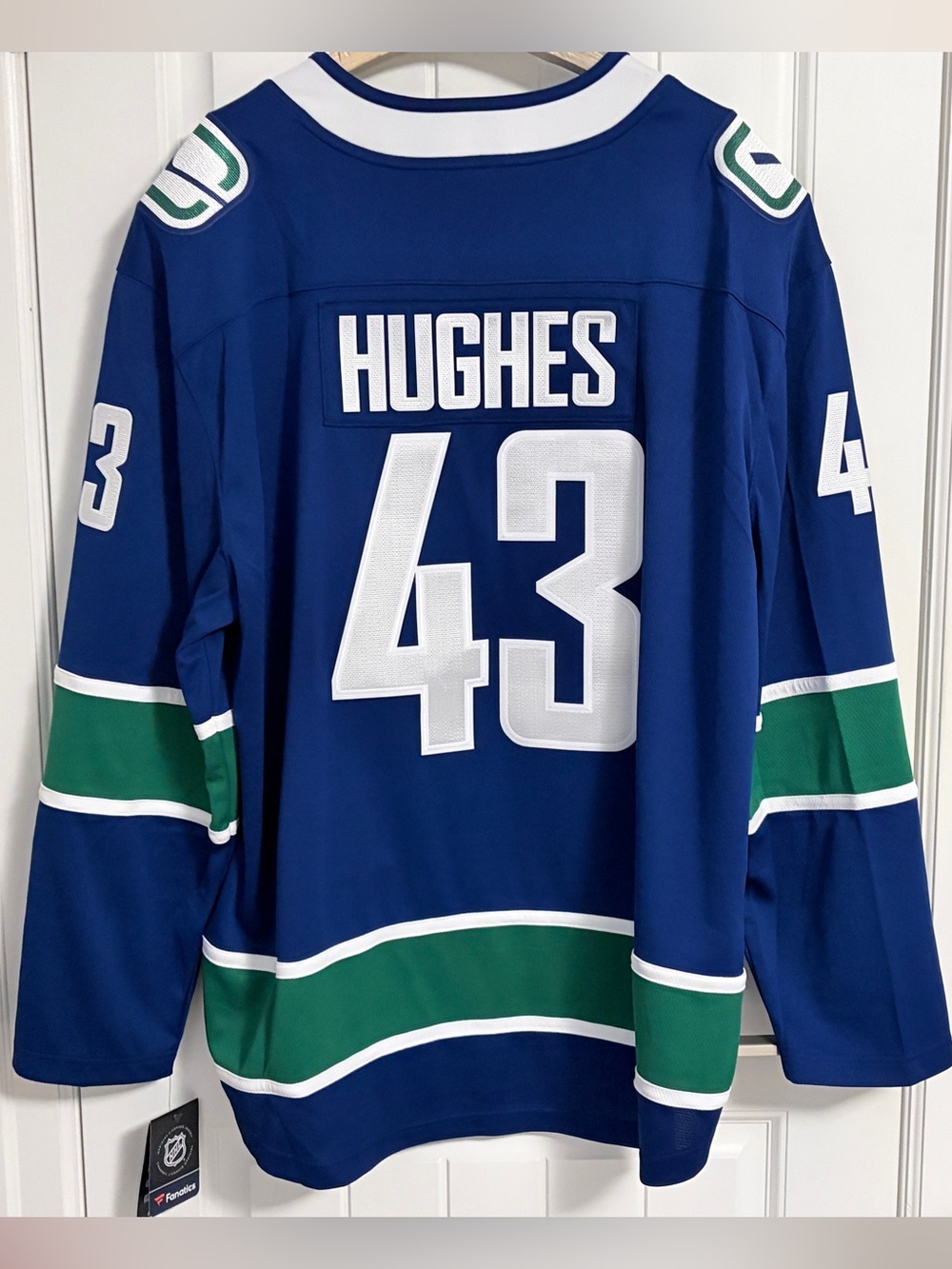 BNWT Authentic Fanatics Vancouver Canucks Quinn Hughes Blue Orca Jersey Size 3XL